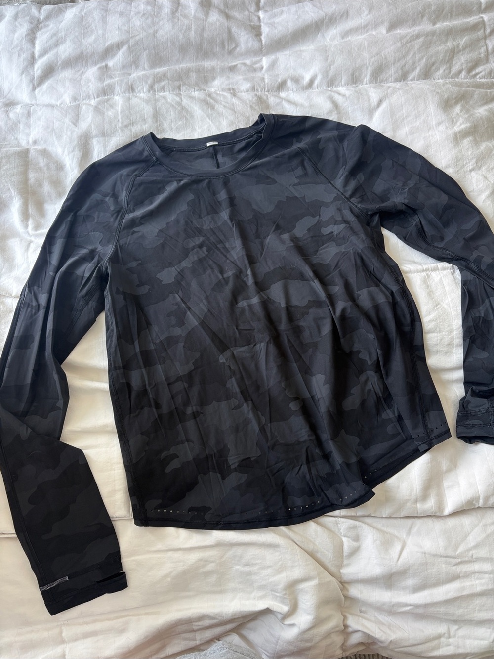 Lululemon Black Camo Long Sleeve Athletic Top